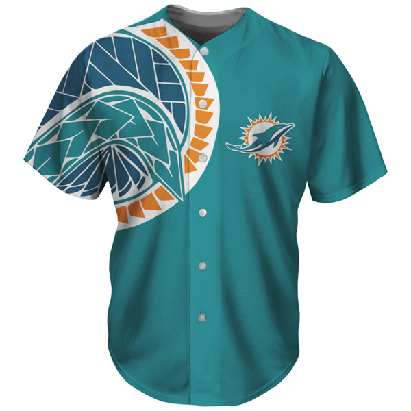 Men's Miami Dolphins Aqua Baseball Jersey Men's Miami Dolphins Aqua Baseball Jersey